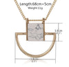 Gold Plated Sweater Chain Square Faux Marbled Stone Pendant